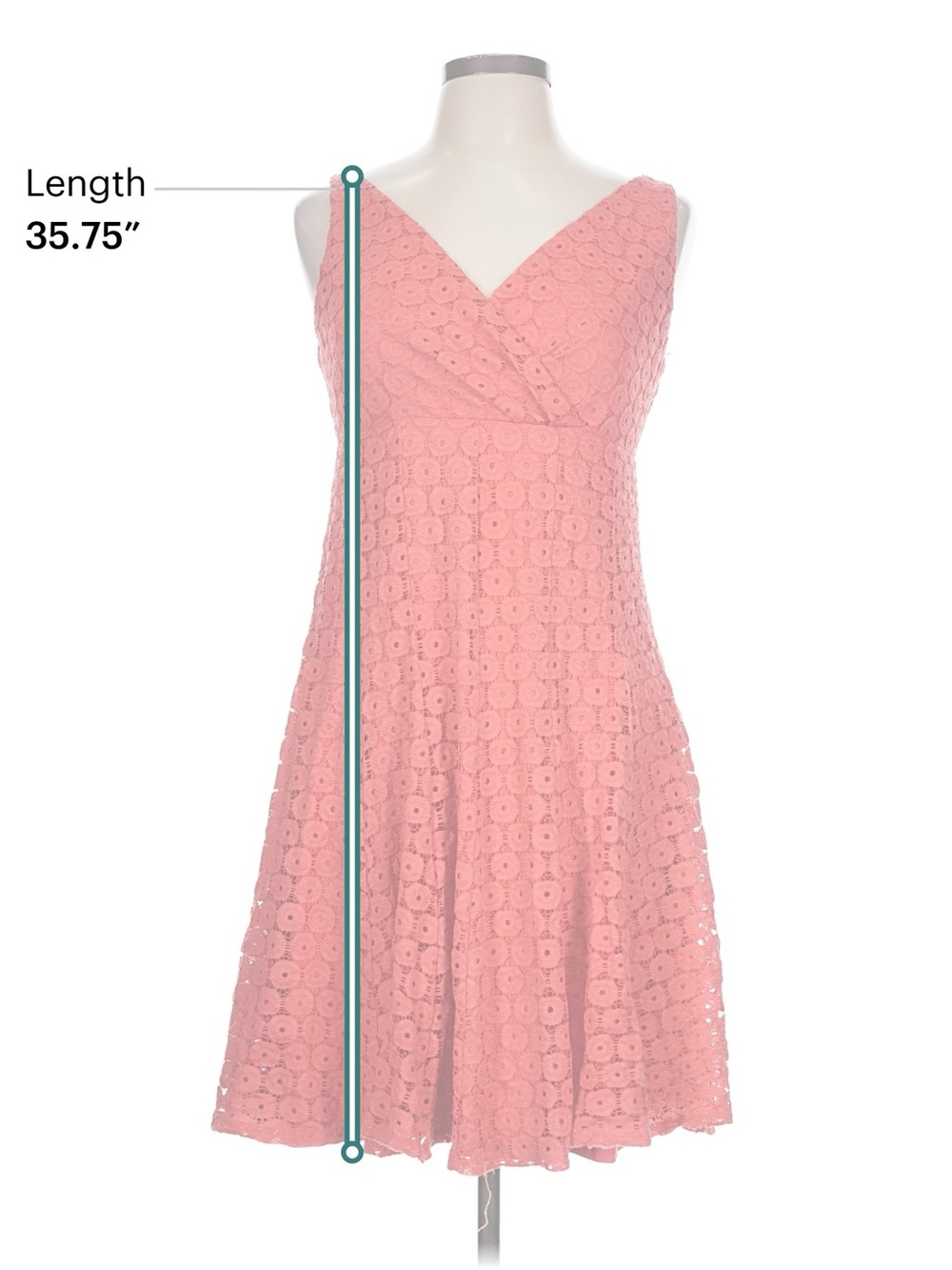 Glamour Coral Red Eyelet Lace Fit & Flare Cocktail Dress Size 10 V-Neck Like New - Picture 4 of 9